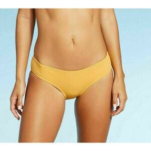 Xhilaration Bikini Bottom Womens Size Large Stretch Ribbed Cheeky Yellow Swimwea